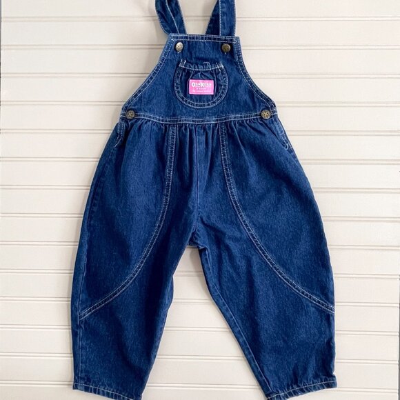 OshKosh B'Gosh Unisex Toddler Vestbak Overalls Vintage Size 3T Denim Overalls